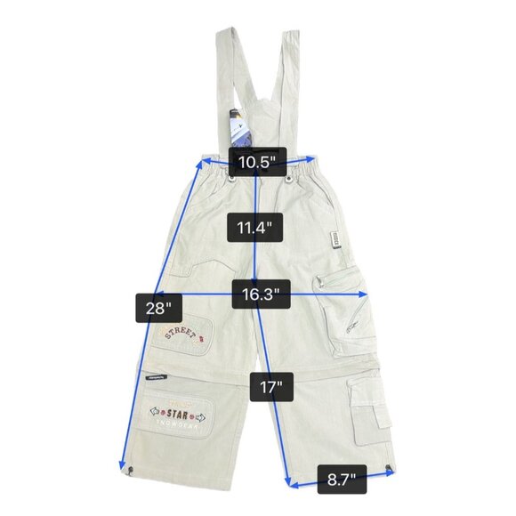 ONeill Kids Beige Bib Snow Pants Embroidered Patches Adjustable Straps Sz 10 New - Picture 13 of 13